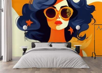 girl summer. portrait illustration in flat style. Wall mural