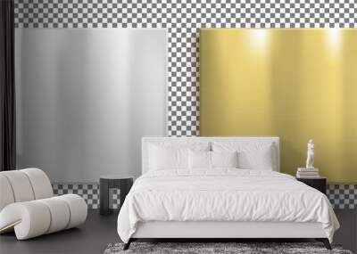 Silver and gold metal plates. Steel square Wall mural