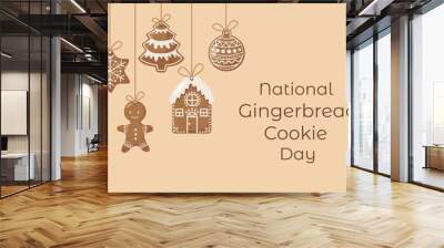 National Gingerbread Day Vector Illustration. Suitable for Greeting Card, Poster and Banner. Christmas decorated gingerbread cookies icon set vector. Gingerbread Cookie Poster, November 21. Wall mural