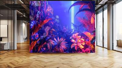 colorful neon futuristic forest Wall mural