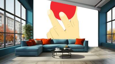 Hand holding red apple in vector graphic Wall mural