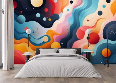 Colorful abstract shapes and patterns, Digital background Generative AI Wall mural