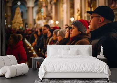 People Attending a Midnight Mass Service on Christmas Eve , Christmas Eve   Wall mural