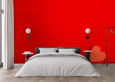 pattern of red hearts on a red background with bright light. creative idea with heart. love concept Wall mural