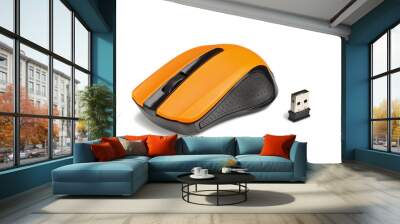 Computer wireless mouse on white background Wall mural