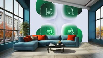 File set icon. Download, upload, heart, like, percentage, discount buttons. Folders and files concept. Glassmorphism style. Vector line icon for Business and Advertising Wall mural