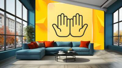 Hand line icon. Touch, palms, two open arms, inner arm, sign language, deaf and dumb, fingers. Wrist concept. Glassmorphism style. Vector line icon for Business and Advertising Wall mural