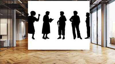 Vector illustration. Silhouettes of elderly women of retirement age. Wall mural