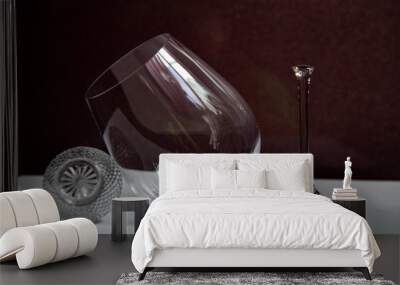 still life with broken glass goblet on dark background Wall mural