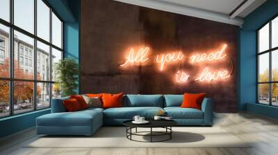 neon sign of love on vintage wall Wall mural