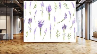 Watercolor Lavender Sprigs Set Wall mural