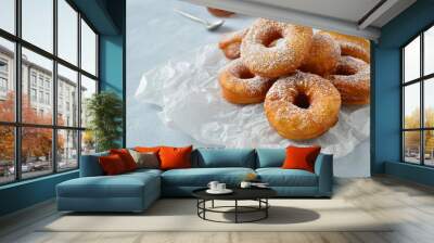 homemade donuts on a gray background Wall mural