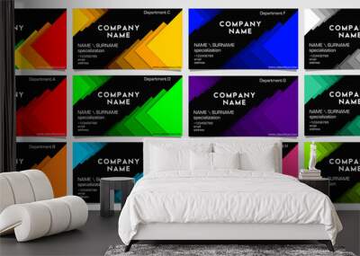 set of business cards for the company in different colors but the same style Wall mural