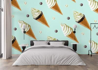  Background of ice cream cones two kinds vector Wall mural