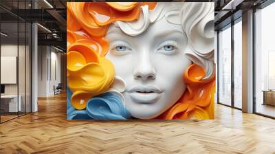 Stunning female portrait blending graphic design, digital art, and photography for visual impact Wall mural