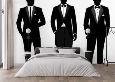 Wedding men s suit and tuxedo. Gentleman. Collection.  Wall mural