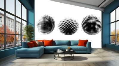 black dot balls. Halftone art. 3d icon. black dot balls on halftone white background. Vector illustration. Stock image. Wall mural