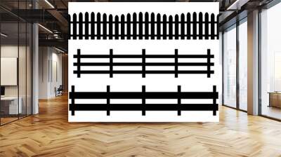 Black fence on white background. Seamless pattern. Stable fence. Decorative fence section. Stock image. EPS 10. Wall mural