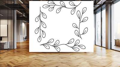 Black floral graphics frames. Wedding floral decoration. Laurel wreath. Vector illustration. Wall mural