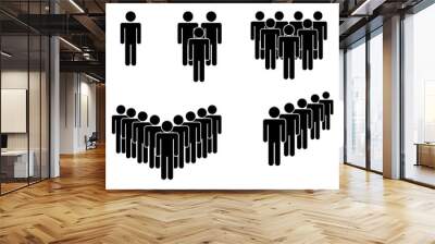 Black people icons. Group silhouettes. Social interaction symbols. Simple vector design. Wall mural