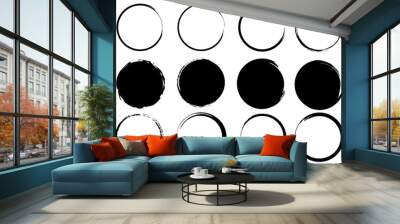 Brush circles. Grunge circles. Ink circles. Vector illustration. Stock image. Wall mural