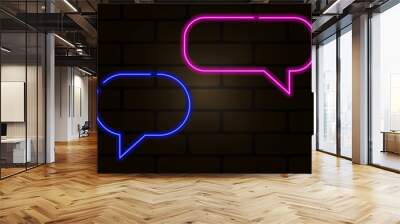 Neon messages wall. Neon Chat message icon. Vector illustration. stock image.  Wall mural