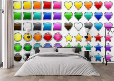 plastic colored buttons in modern style. Blank shiny colored buttons. Banner web buttons. Vector illustration. Wall mural