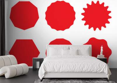 Red shape icons. Geometric and abstract forms. Bold design elements. Vector illustration. Wall mural