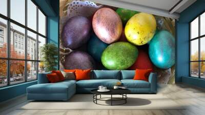 easter eggs in a basket Wall mural