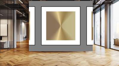 A set of three abstract geometric gold posters for indoor decor. Wall decor in orange and blue tones. Wall decoration. Wall mural