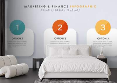 Business infographic template. 3 Step timeline journey. Process diagram, 3 options on white background, Infograph elements vector illustration. Wall mural