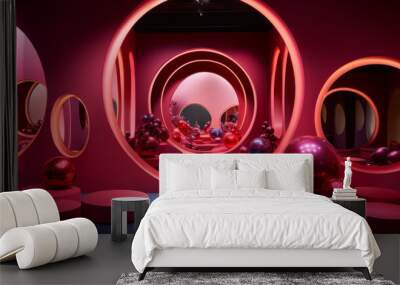 A solid color backdrop achieved using an array of differently shaped mirrors Wall mural