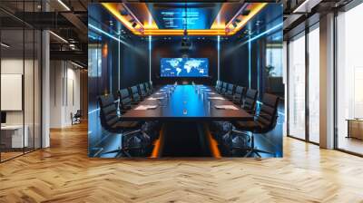 AI-powered conference room with integrated VR/AR capabilities and digital collaboration tools Wall mural