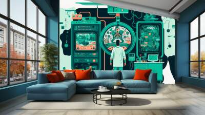 Doctor on the background of medical equipment for surgical operations Generative AI Wall mural