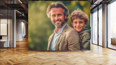 happy loving family. father and his son. father's day Generative AI Wall mural