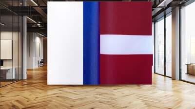 fragments of the national flags of France and Latvia close-up Wall mural