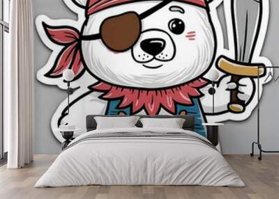 bear polar pirate sticker Wall mural