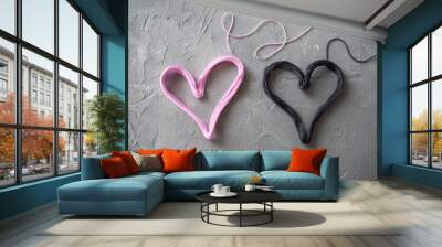 Valentine's Day two hearts. Wall mural