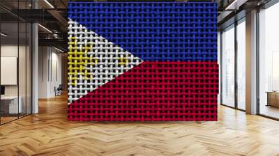 Philippines flag on the surface of a metal lattice. 3D image Wall mural