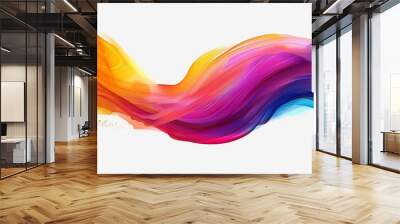 Color brush paint ribbon stroke swirl abstract splash background wave. Brush brushstroke color ribbon paint stroke flow shape wavy design paintbrush pen fluid rainbow element texture acrylic 3D line. Wall mural