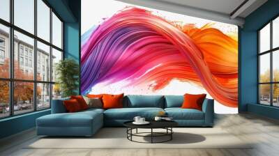 Color brush paint ribbon stroke swirl abstract splash background wave. Brush brushstroke color ribbon paint stroke flow shape wavy design paintbrush pen fluid rainbow element texture acrylic 3D line. Wall mural