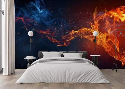 Fire heart flame love passion abstract smoke valentine background hot. Heart flame fire black burn shape design fiery icon tongue warm art phoenix heat magic image tattoo fireplace hell red danger. Wall mural