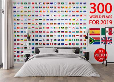 All official national flags of the world . circular design Wall mural