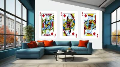 Royal flush diamonds five card poker hand playing cards deck Wall mural