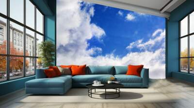 Blue sky with clouds. Background image Wall mural