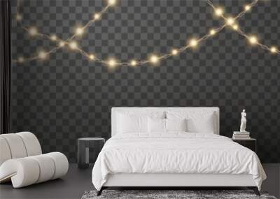 Vector Christmas lights. Christmas garland PNG. Christmas light PNG. Christmas decoration, LED lamps. Wall mural