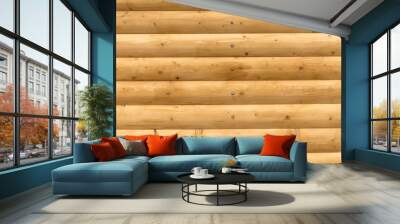 The logs are bright yellow. Wooden plank background Wall mural