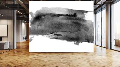 black watercolor paint stroke background Wall mural