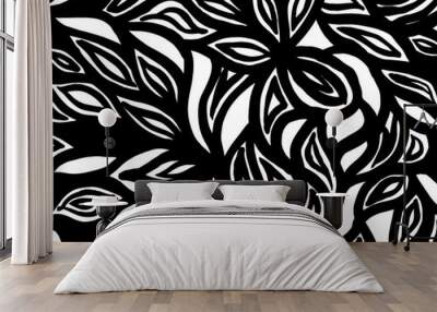 Brush grunge pattern. White and black vector. Wall mural