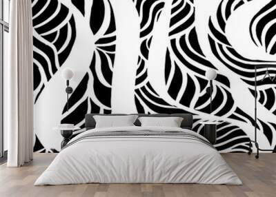 White and black vector. Grunge background. Abstract brush pattern. Wall mural